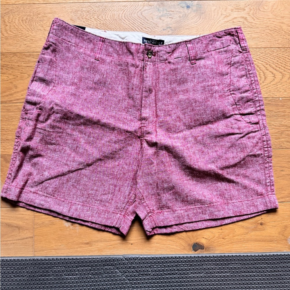 J. Crew Men's Red Linen Flat Front Shorts